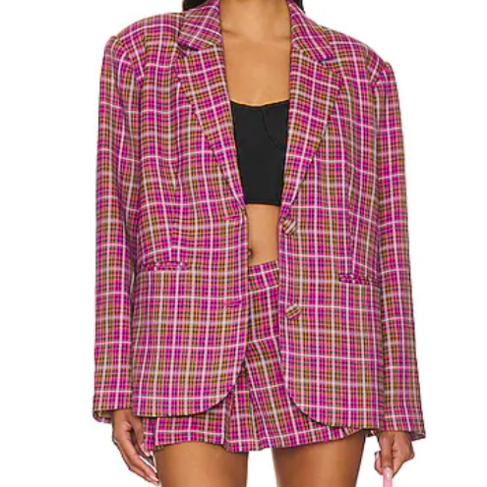 Lover & Friends Blazer and Skort Set - NWT. Pink Houndstooth Multi Size S